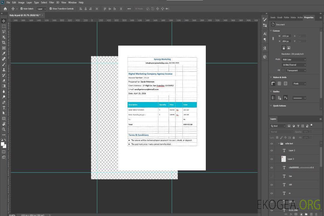 Modèle de facture d'agence de société de marketing numérique template